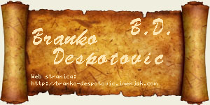 Branko Despotović vizit kartica